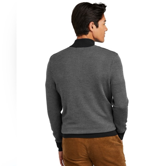 BROOKS BROTHERS Extra Fine 100% Merino Wool Gray 1/4 Zip Sweater NEW $228 Size L - Picture 3 of 6